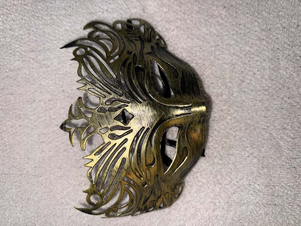 Roman Gladiator Venetian Masquerade Mask Gold Black Half Face Costume